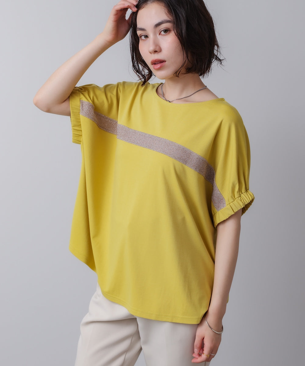 袖口ギャザーラメラインプルオーバー