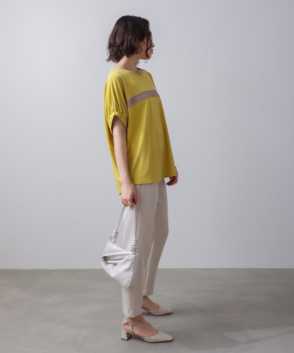 袖口ギャザーラメラインプルオーバー