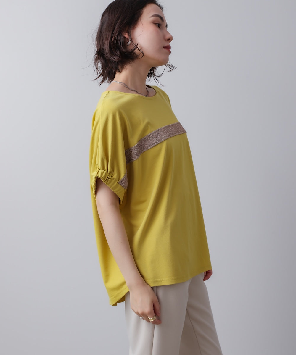 袖口ギャザーラメラインプルオーバー