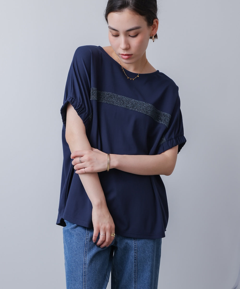 袖口ギャザーラメラインプルオーバー