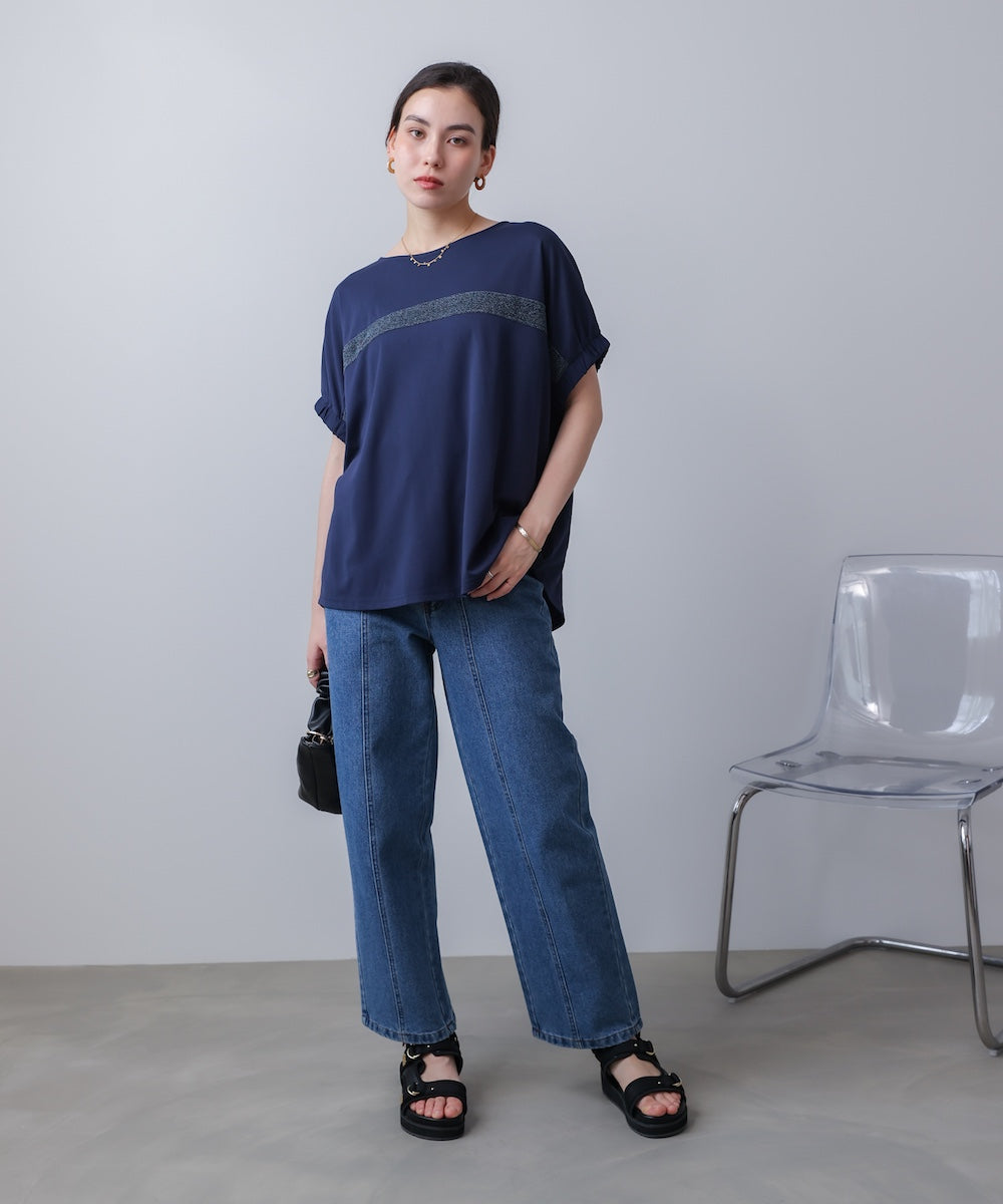 袖口ギャザーラメラインプルオーバー