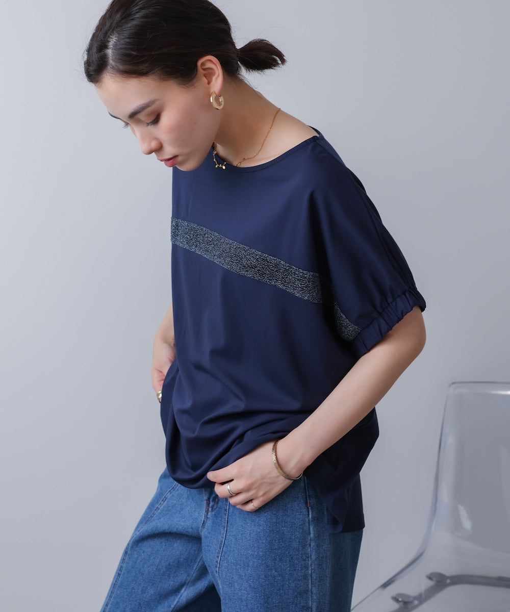 袖口ギャザーラメラインプルオーバー