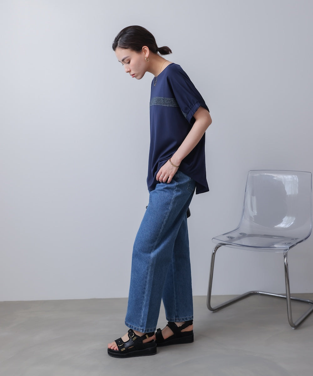 袖口ギャザーラメラインプルオーバー