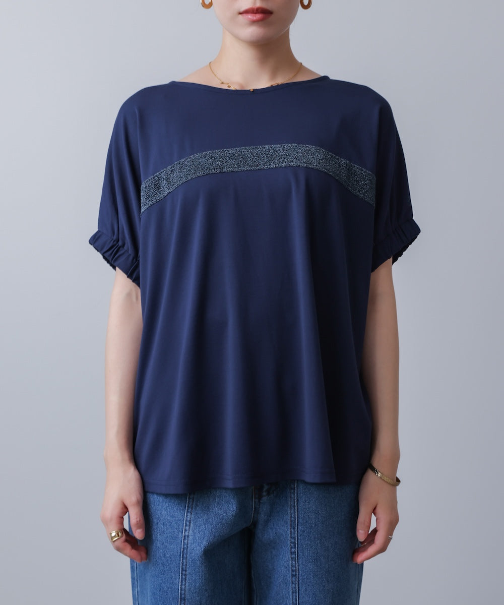 袖口ギャザーラメラインプルオーバー