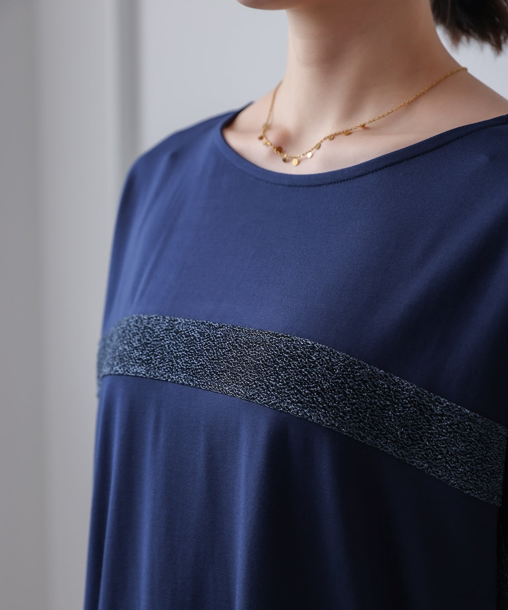 袖口ギャザーラメラインプルオーバー