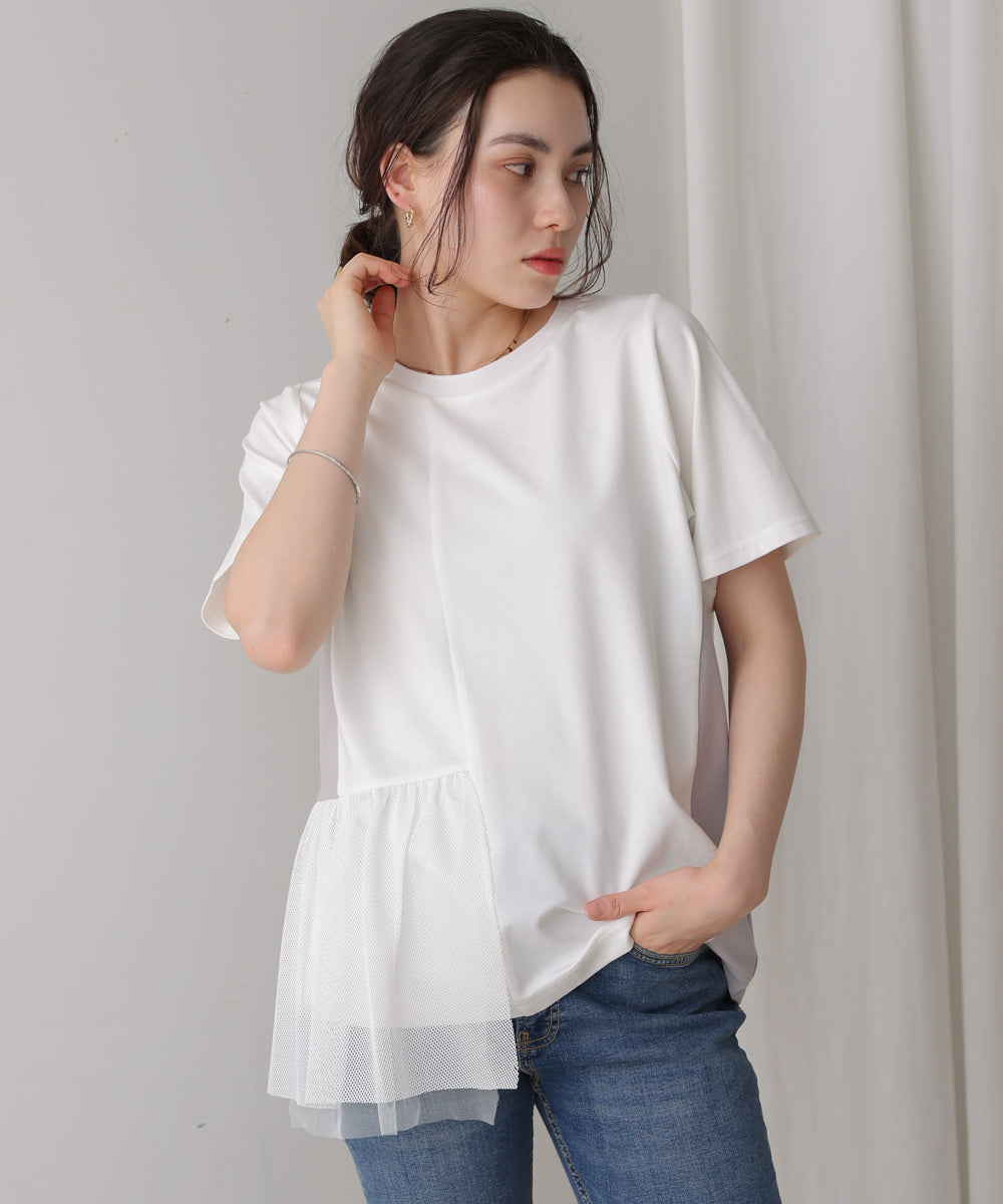 裾メッシュ切替プルオーバー