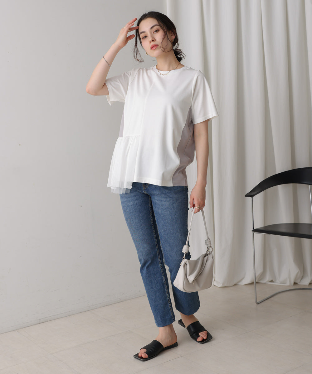 裾メッシュ切替プルオーバー