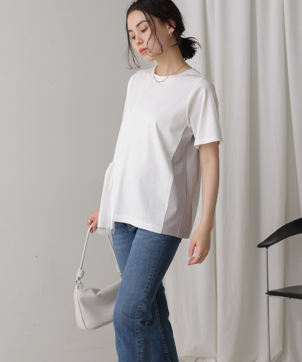 裾メッシュ切替プルオーバー