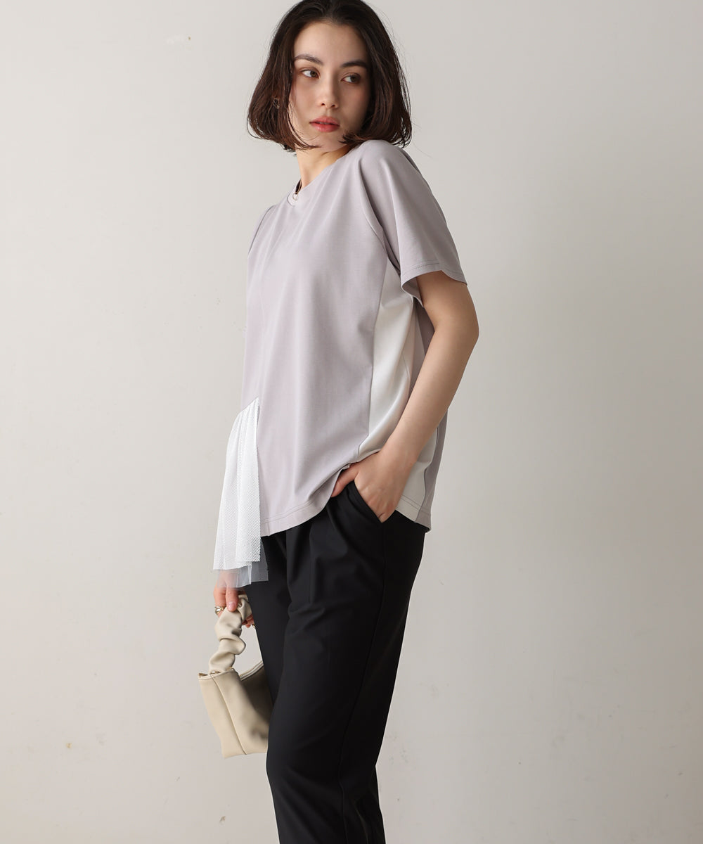 裾メッシュ切替プルオーバー