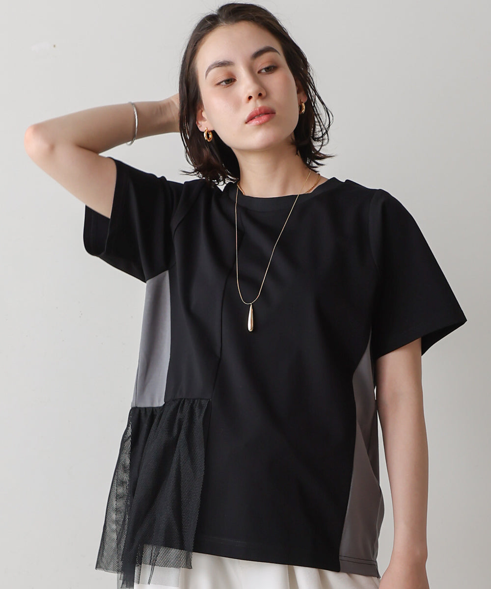 裾メッシュ切替プルオーバー