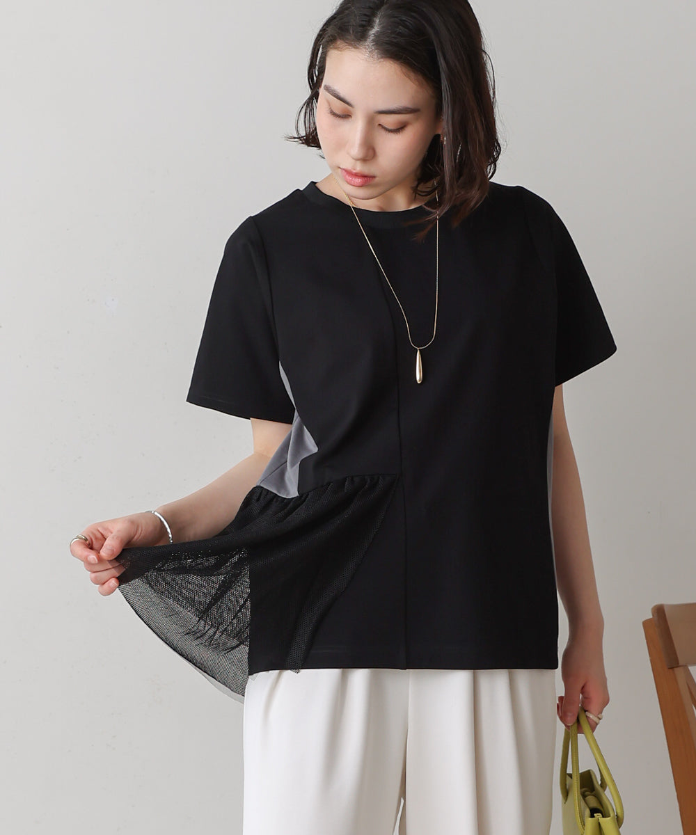 裾メッシュ切替プルオーバー