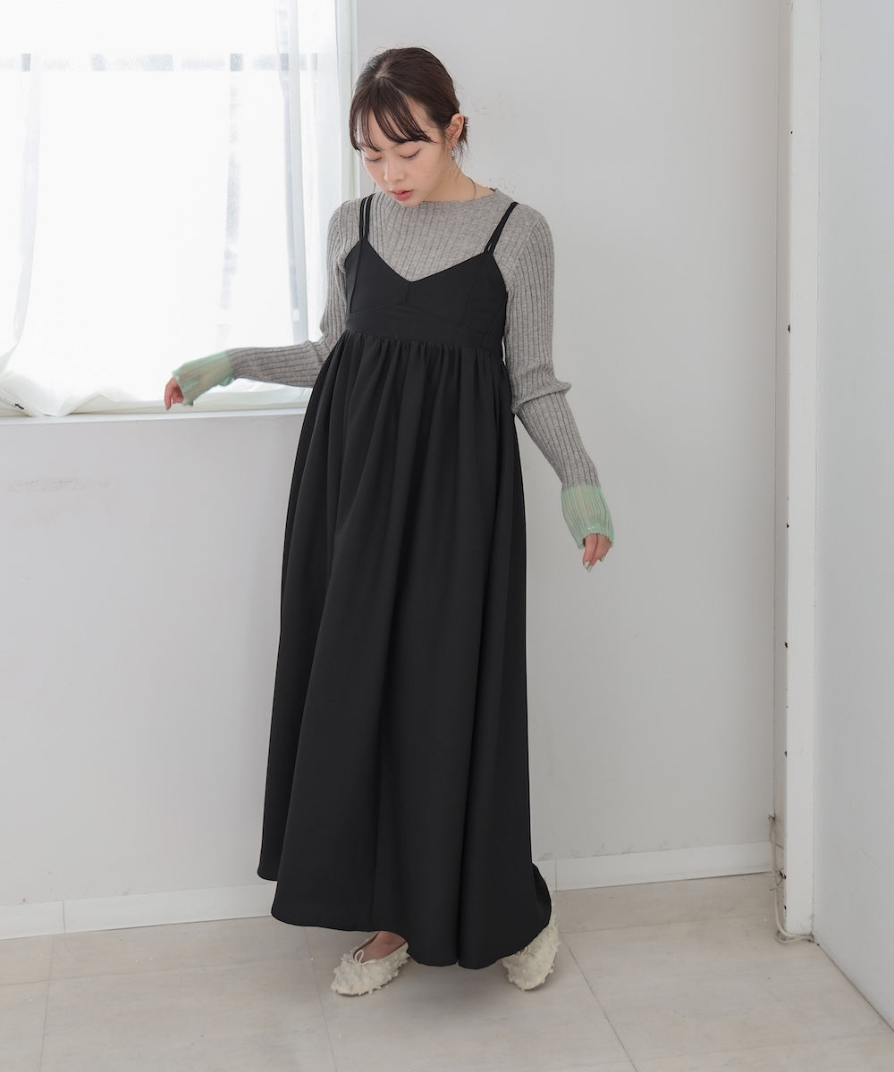 【選べるネック】シアー使いリブニットトップス