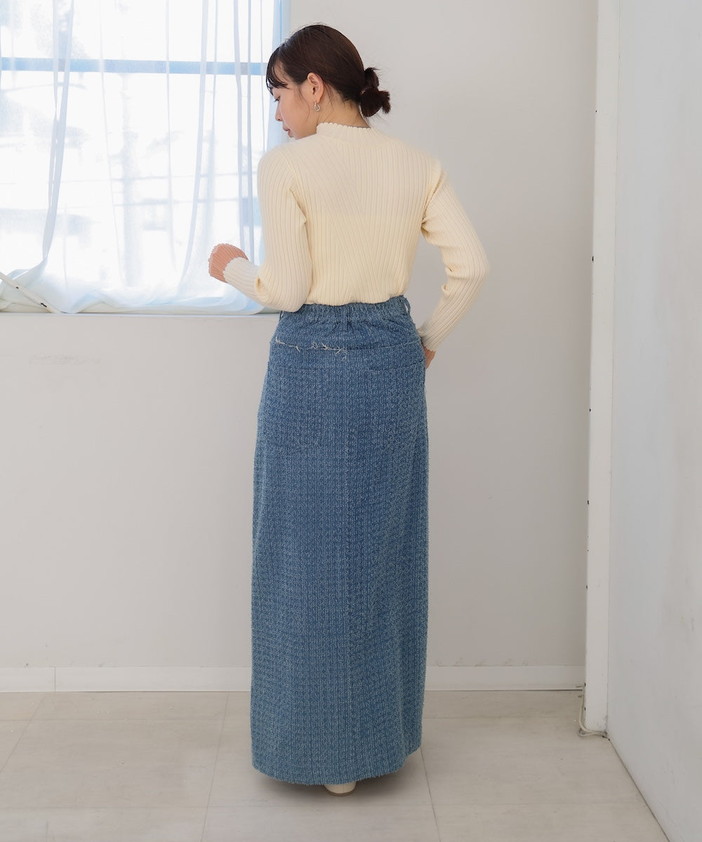 【選べるネック】シアー使いリブニットトップス