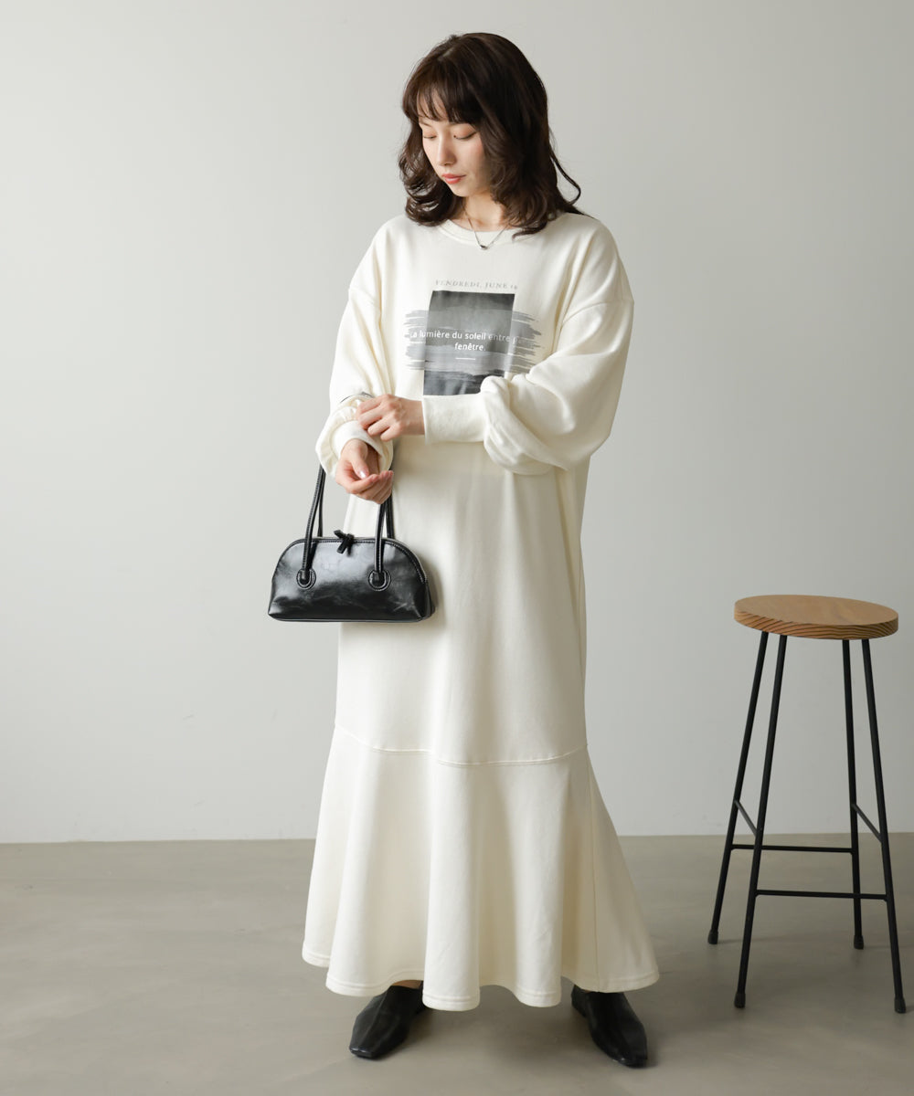 前後2WAYホックプリントマーメイドスウェットワンピース