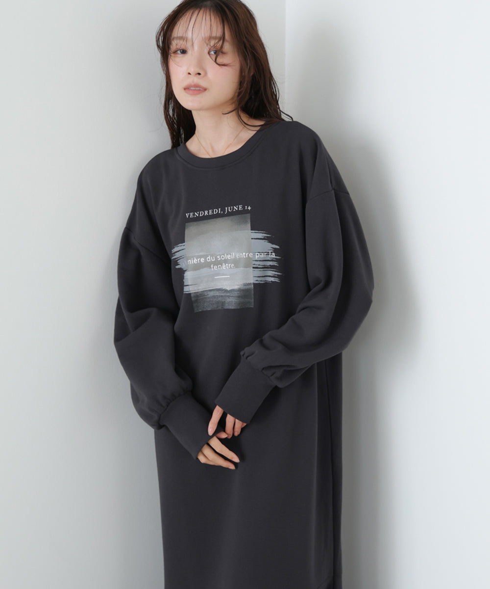 前後2WAYホックプリントマーメイドスウェットワンピース