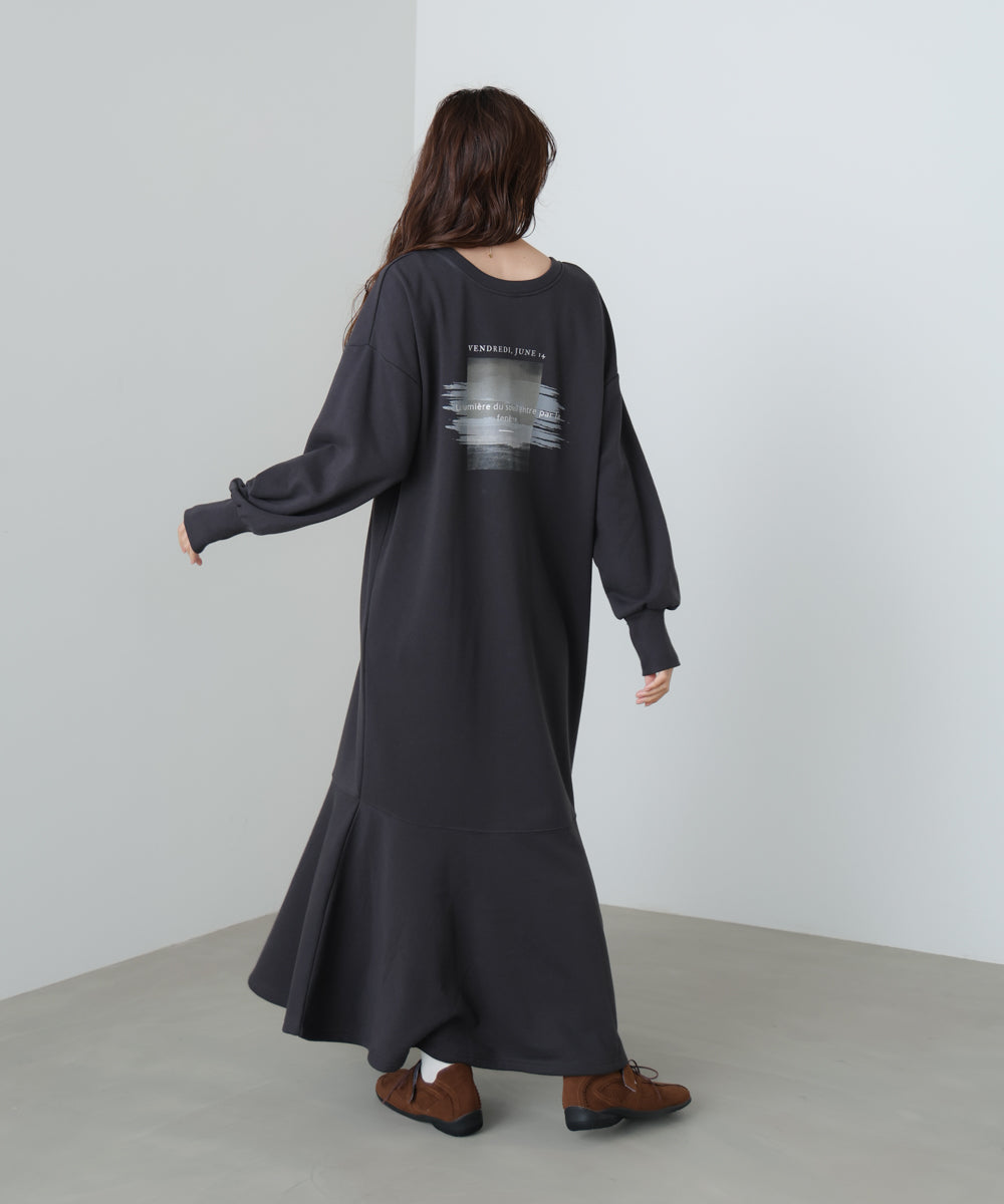 前後2WAYホックプリントマーメイドスウェットワンピース