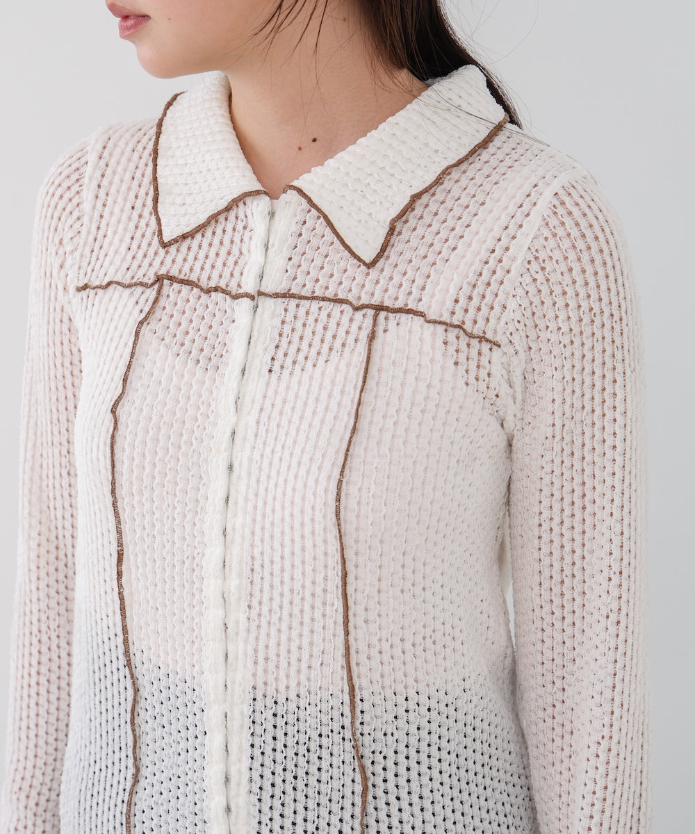 ウェーブメロウホックシャツトップス