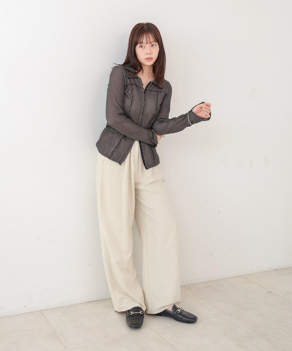 ウェーブメロウホックシャツトップス