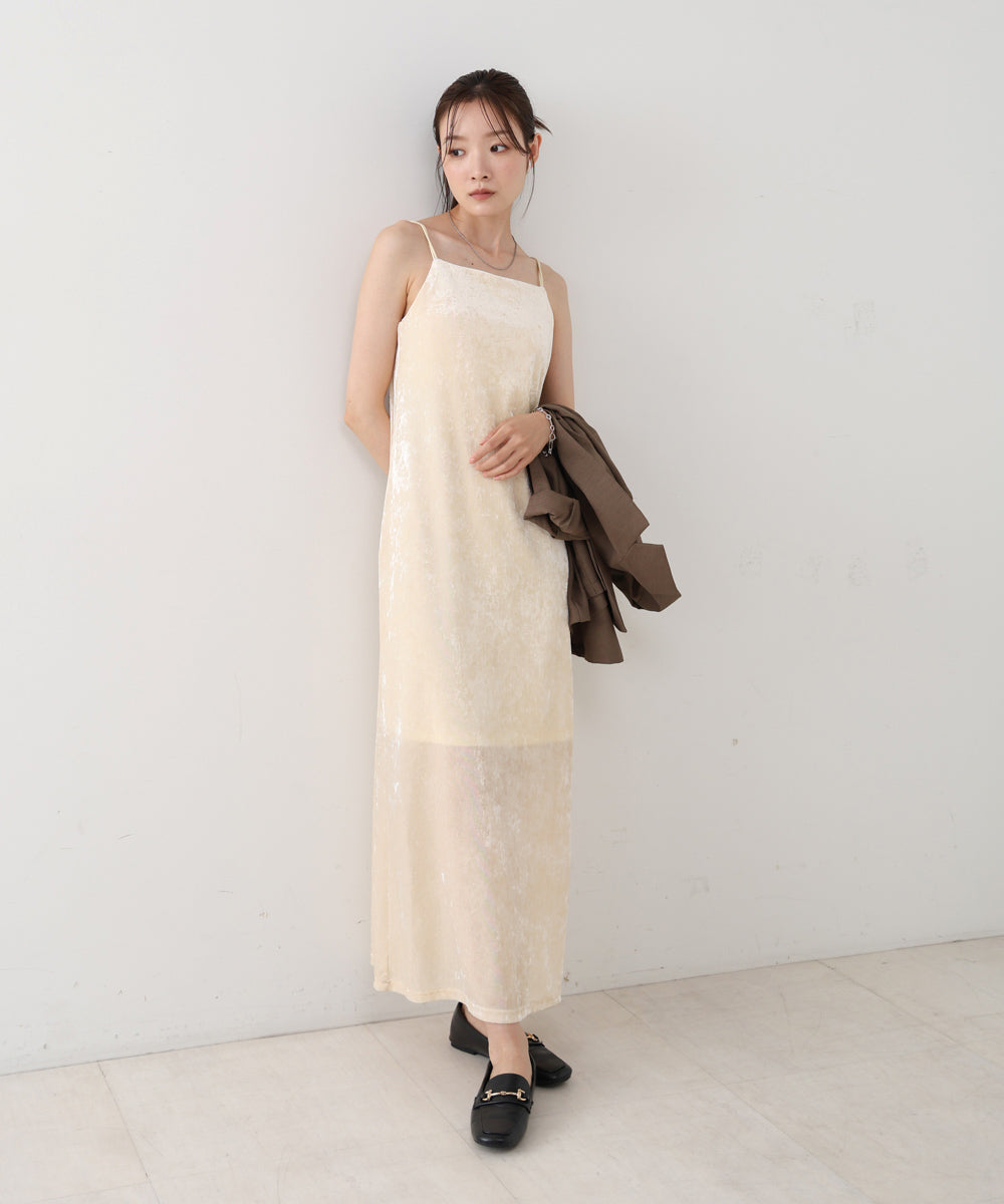 【S・Mサイズ展開】シアーベロアカップ付きキャミワンピース