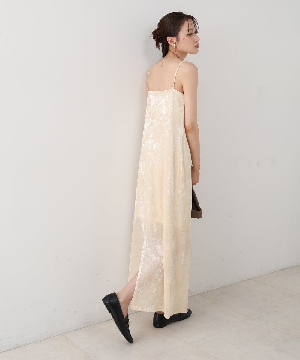 【S・Mサイズ展開】シアーベロアカップ付きキャミワンピース