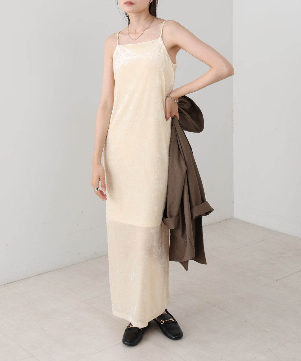【S・Mサイズ展開】シアーベロアカップ付きキャミワンピース