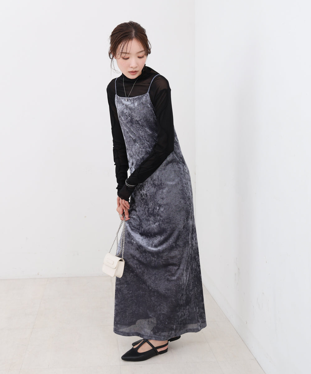 【S・Mサイズ展開】シアーベロアカップ付きキャミワンピース