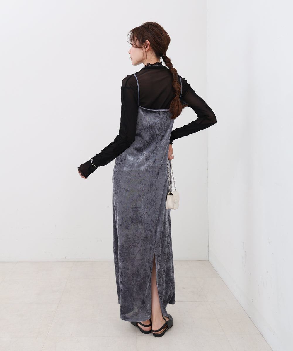 【S・Mサイズ展開】シアーベロアカップ付きキャミワンピース