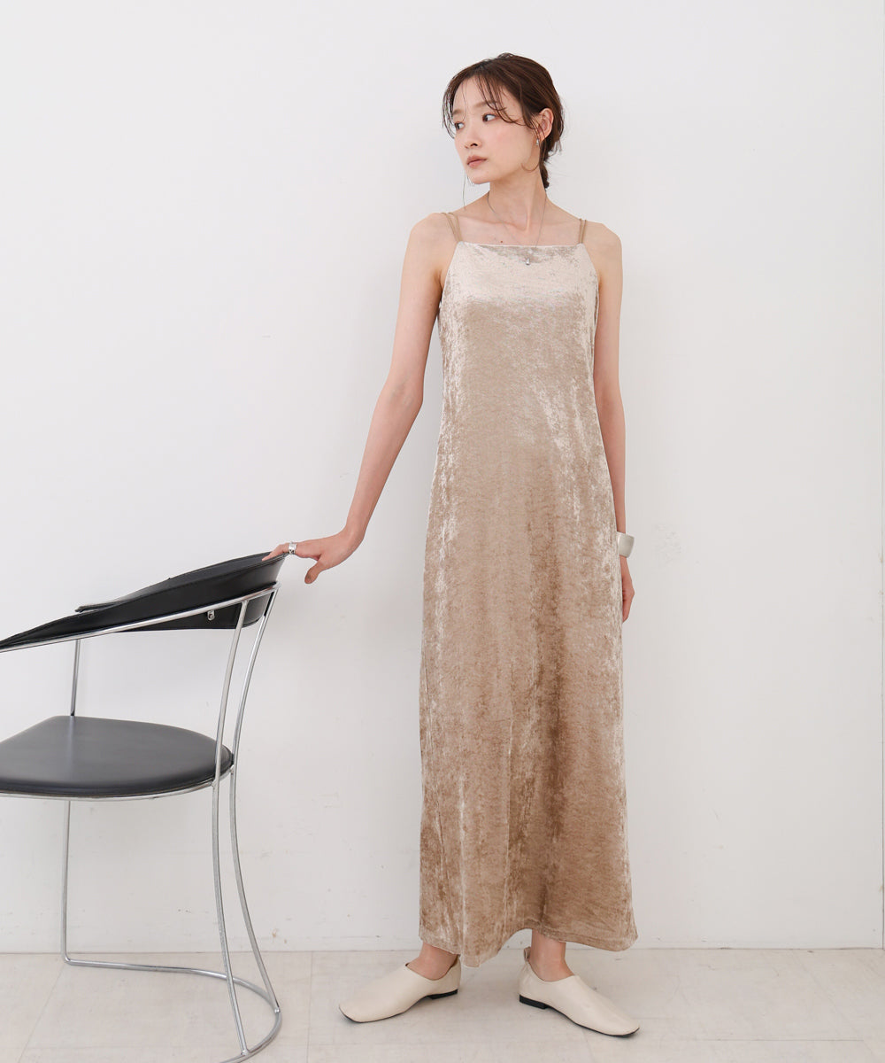 【S・Mサイズ展開】シアーベロアカップ付きキャミワンピース