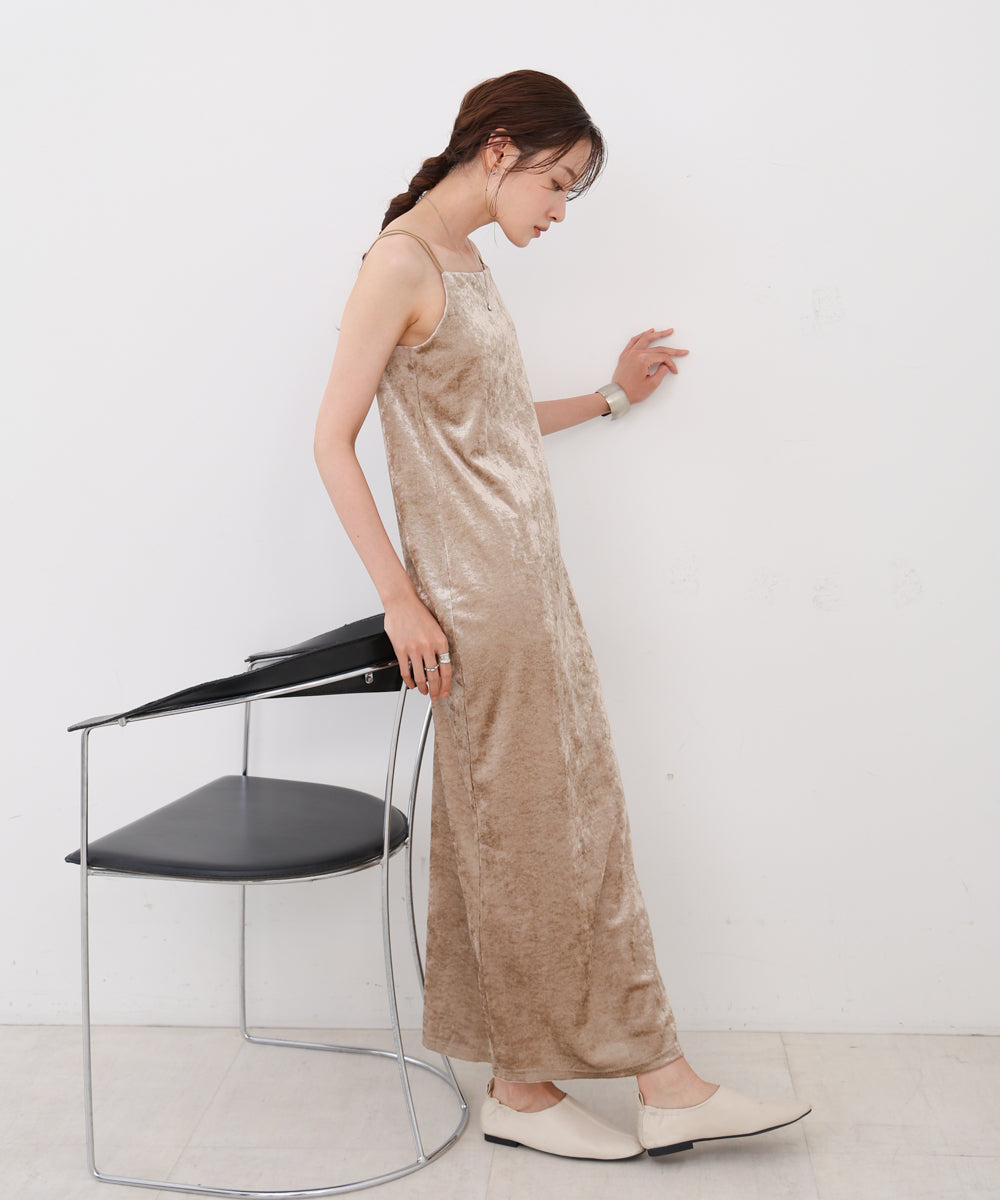 【S・Mサイズ展開】シアーベロアカップ付きキャミワンピース