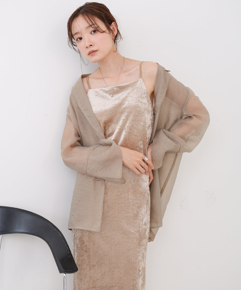 【S・Mサイズ展開】シアーベロアカップ付きキャミワンピース