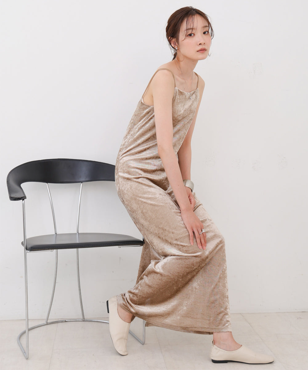 【S・Mサイズ展開】シアーベロアカップ付きキャミワンピース
