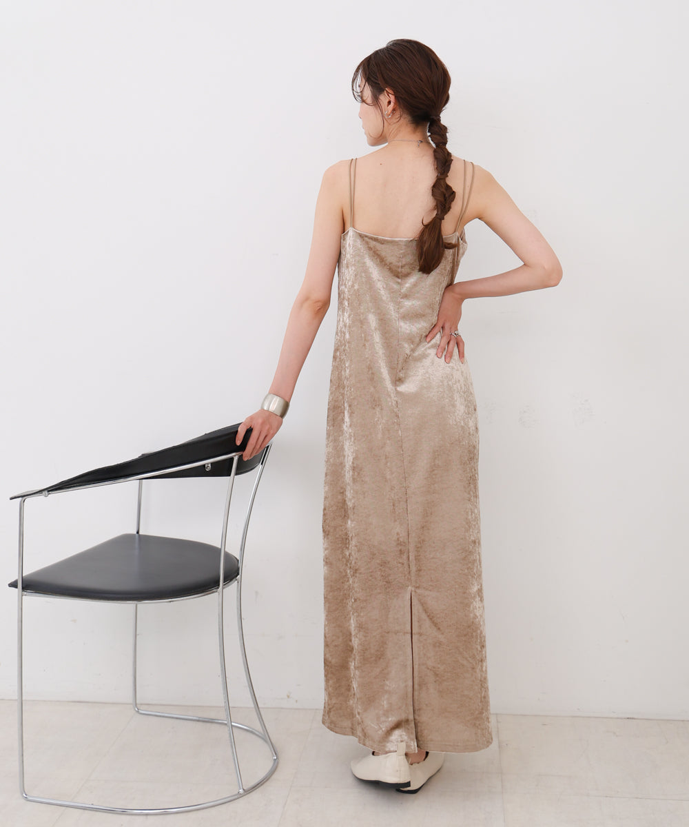 【S・Mサイズ展開】シアーベロアカップ付きキャミワンピース