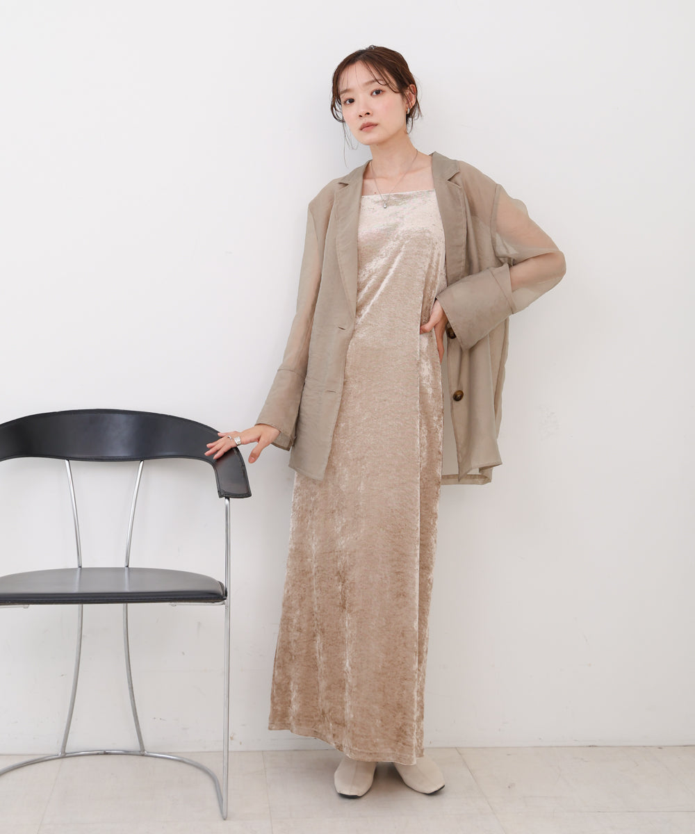 【S・Mサイズ展開】シアーベロアカップ付きキャミワンピース