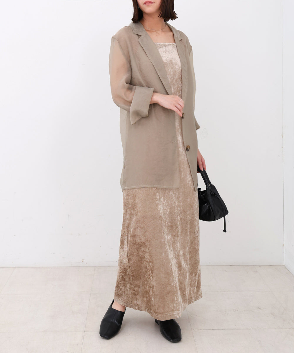 【S・Mサイズ展開】シアーベロアカップ付きキャミワンピース