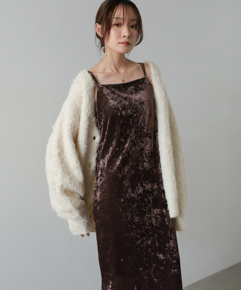 【S・Mサイズ展開】シアーベロアカップ付きキャミワンピース