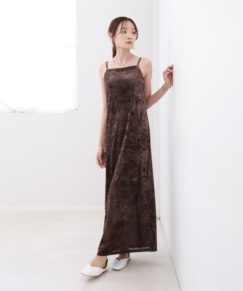 【S・Mサイズ展開】シアーベロアカップ付きキャミワンピース