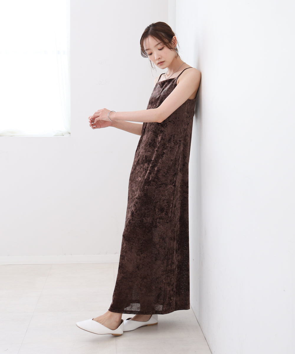 【S・Mサイズ展開】シアーベロアカップ付きキャミワンピース