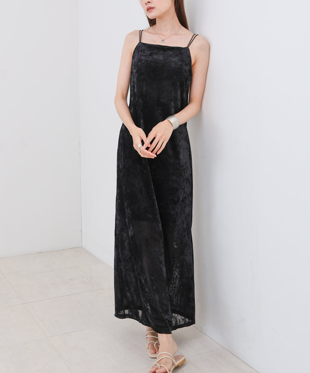 【S・Mサイズ展開】シアーベロアカップ付きキャミワンピース