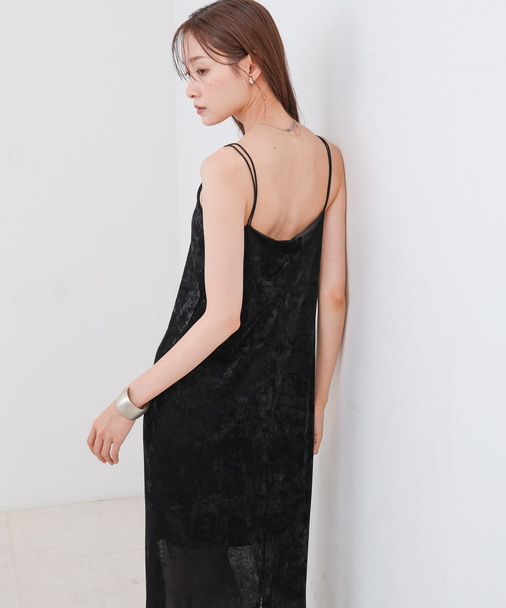 【S・Mサイズ展開】シアーベロアカップ付きキャミワンピース