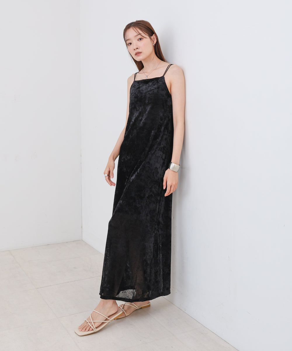 【S・Mサイズ展開】シアーベロアカップ付きキャミワンピース