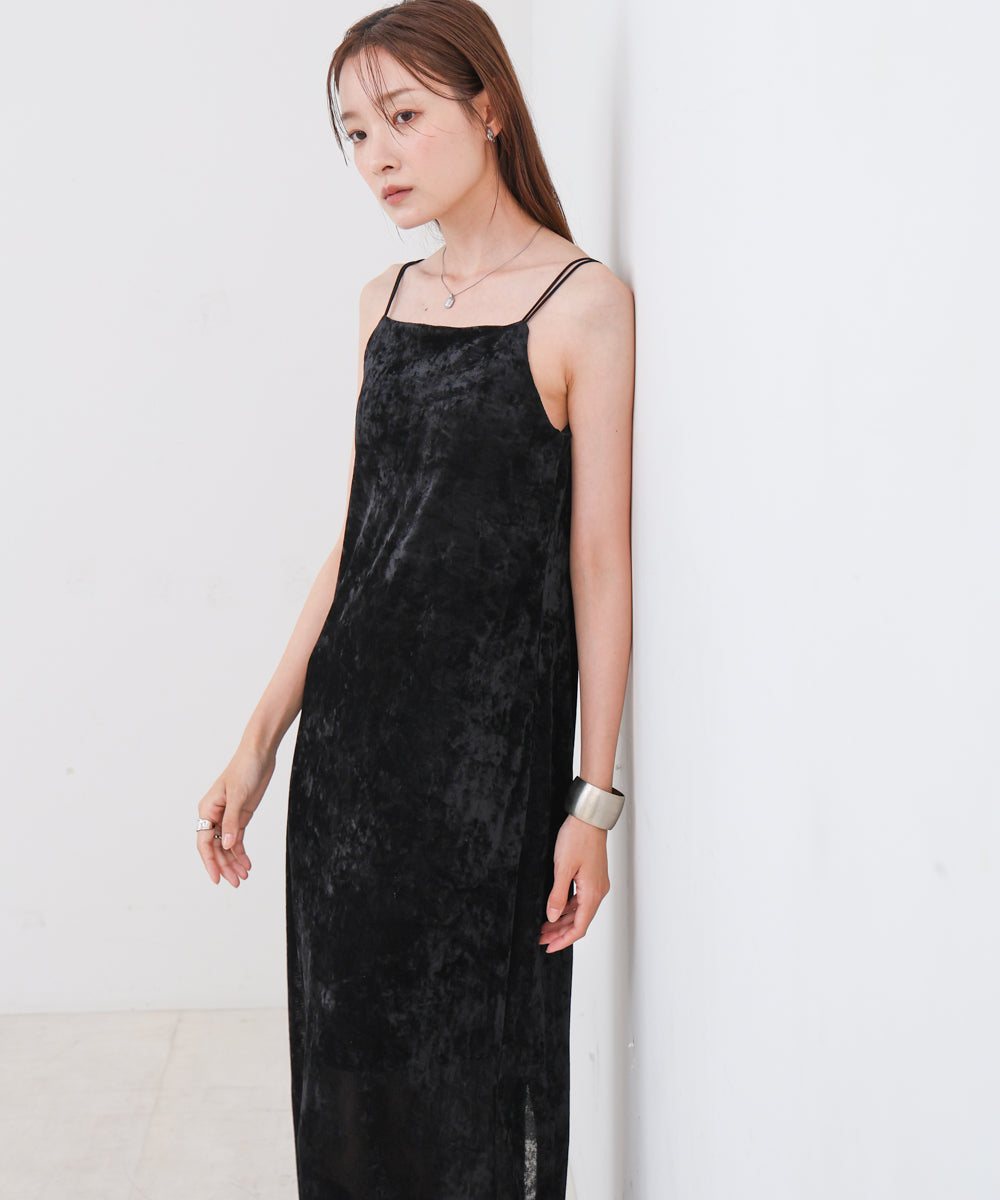 【S・Mサイズ展開】シアーベロアカップ付きキャミワンピース