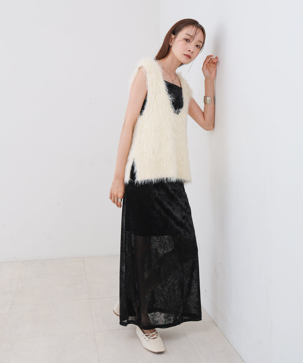 【S・Mサイズ展開】シアーベロアカップ付きキャミワンピース