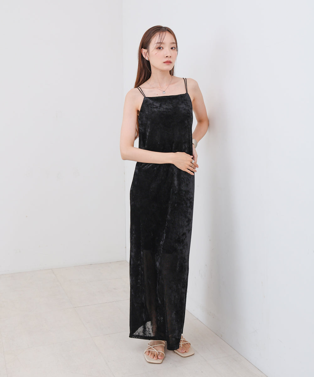 【S・Mサイズ展開】シアーベロアカップ付きキャミワンピース