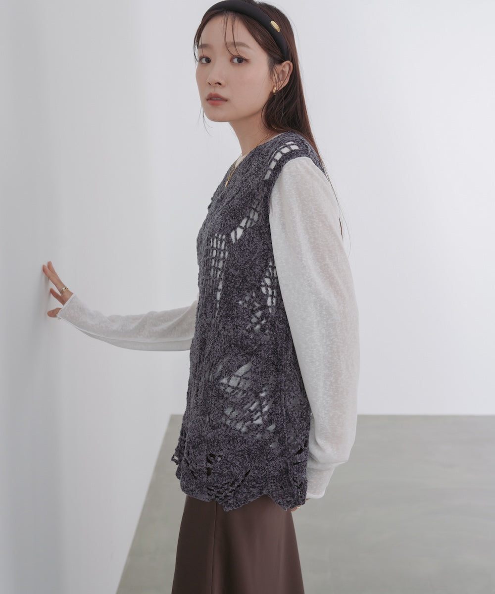 モールヤーンクロシェチュニックベスト