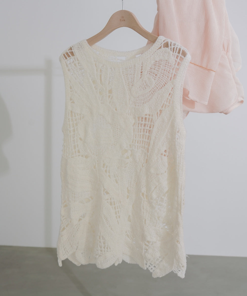 モールヤーンクロシェチュニックベスト