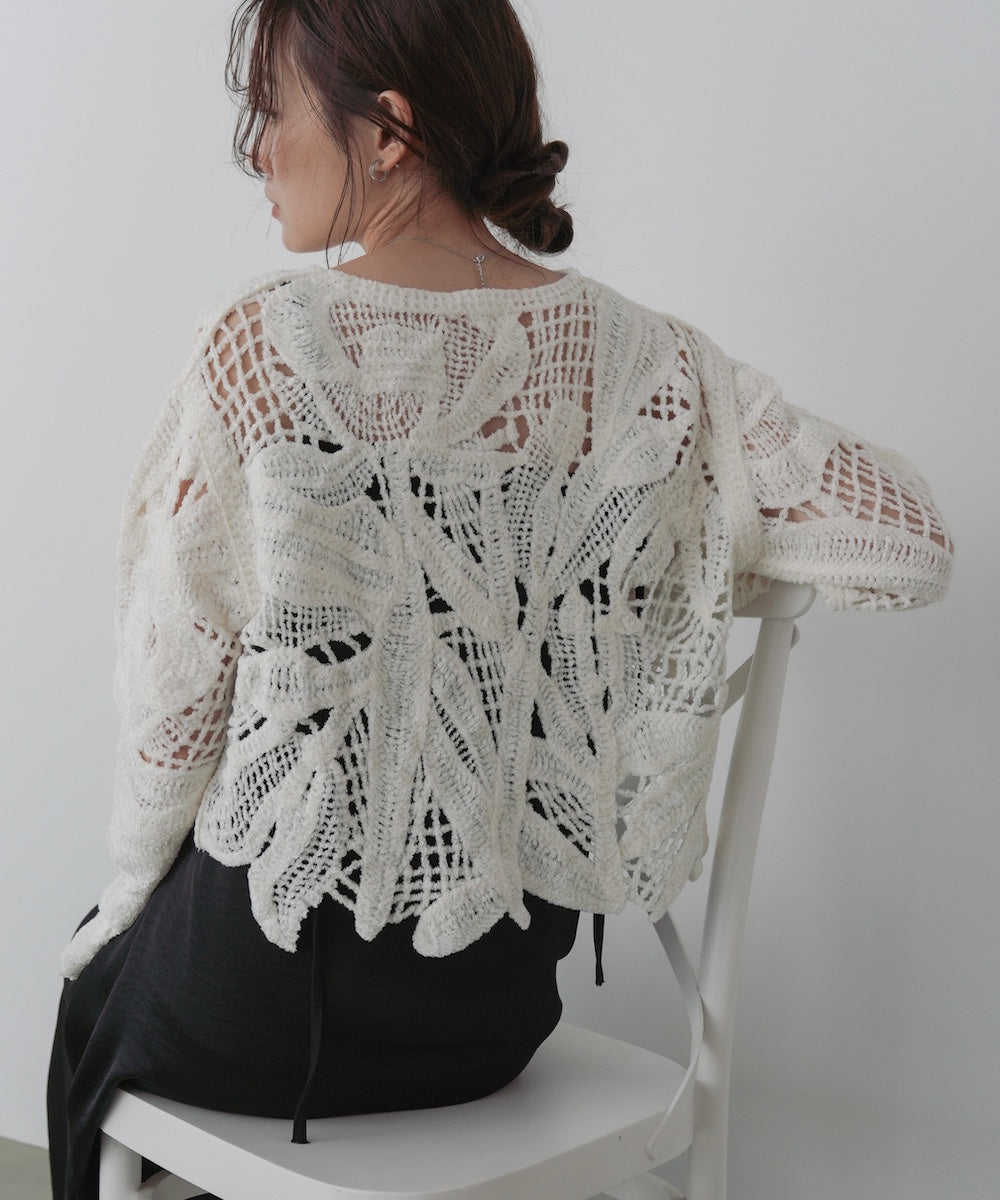 モールヤーンクロシェショートトップス