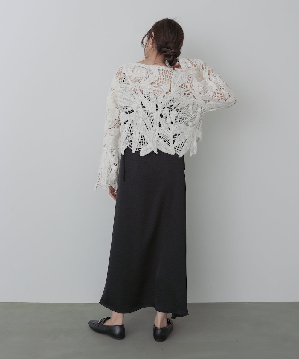 モールヤーンクロシェショートトップス