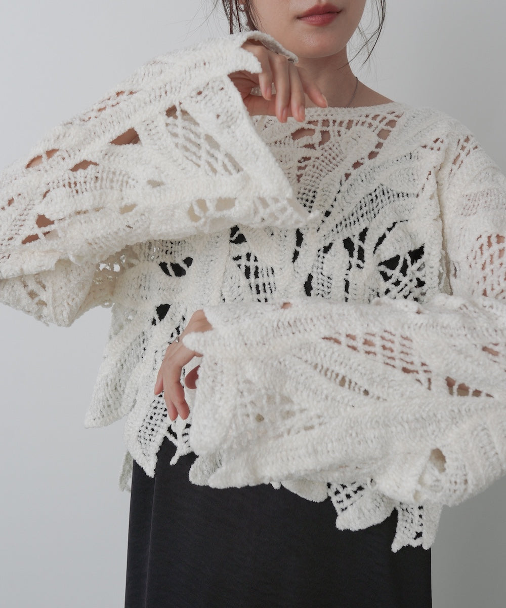 モールヤーンクロシェショートトップス