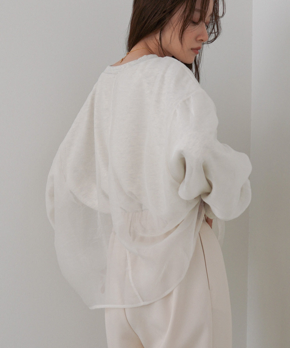 シアーレイヤードプリントスウェットトップス