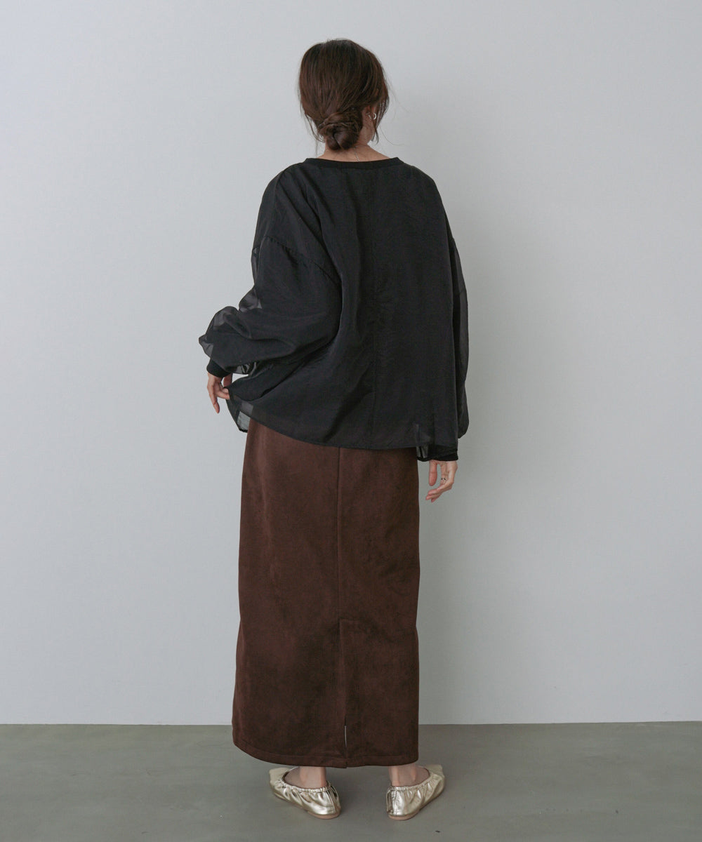 シアーレイヤードプリントスウェットトップス